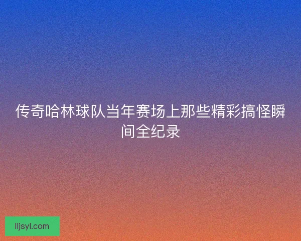 传奇哈林球队当年赛场上那些精彩搞怪瞬间全纪录