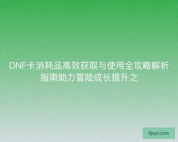 DNF卡消耗品高效获取与使用全攻略解析指南助力冒险成长提升之